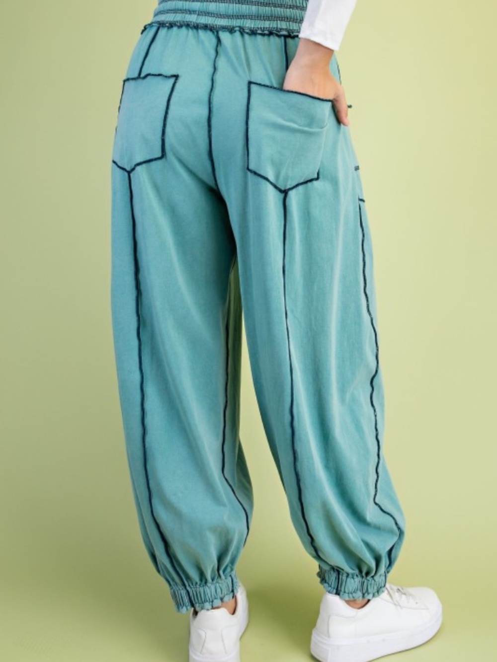 Gigio Green Mineral Washed Pants - Picture 3 of 5